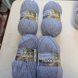 Mary Maxim Woodlands Denim Blue Yarn- Lot Of 4